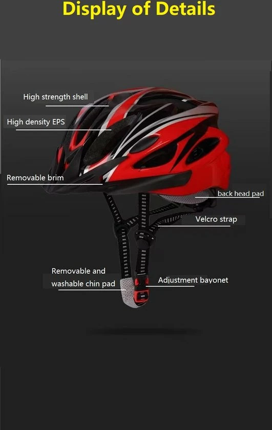 Beste deal ⭐ VFLY Fietshelm-Helmet Scooter-Elektrische Fiets-skateboard-Heren/Dames -54-62cm- Zwart Rood ? 5 Beste deal ⭐ VFLY Fietshelm-Helmet Scooter-Elektrische Fiets-skateboard-Heren/Dames -54-62cm- Zwart Rood ? - Afbeelding 5
