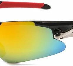 Nieuw ✔️ Garpex? Garpex Fietsbril - Sportbril - Polaroid Zonnebril - Zonnebril - Racefiets - Mountainbike - Motor - Zwart Frame Rode Lens ?