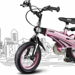 Begroting ? Merkloos Kinderfiets Metallic Roze Met Zijwieltjes 14 Inch | Handremmen | Jongens | Meisje | Cadeau | Sinterklaas | Kerst | Verjaardag | Peuter | Kleuter | Driewieler | Gepersonaliseerd ?