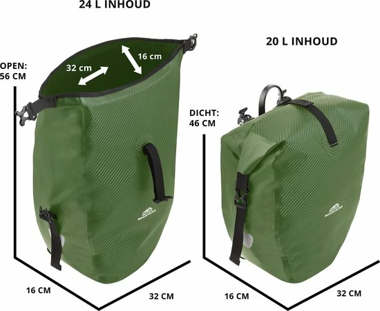 Beste Verkoop ✨ Dutch Mountains Enkele Fietstas | Sterke En 100% Waterdichte Fietstas En Schoudertas In 1 | 24 Liter | Groen ? 2 Beste Verkoop ✨ Dutch Mountains Enkele Fietstas | Sterke En 100% Waterdichte Fietstas En Schoudertas In 1 | 24 Liter | Groen ? - Afbeelding 2