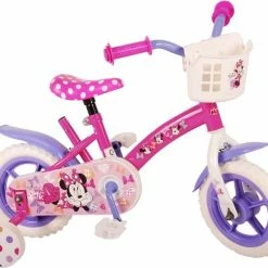 Korting ? Kinderfiets 10 Inch Disney Minnie Cutest Ever! - Doortrapper - Roze/wit/paars ✨