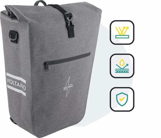 Promo ? Voltano Luxe E-bike Fietstas 28L Grijs Pakaftas Met Laptop Vak 100% Waterdicht - Met Gratis Schouderband ? 2 Promo ? Voltano Luxe E-bike Fietstas 28L Grijs Pakaftas Met Laptop Vak 100% Waterdicht - Met Gratis Schouderband ? - Afbeelding 2