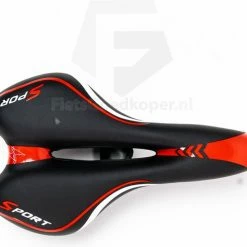 Begroting ? Voltano Sport Fietszadel Gel Trekking Zadel Met Uitsparing Unisex - Zwart / Rood - Incl. Gratis Zadelstrop ?