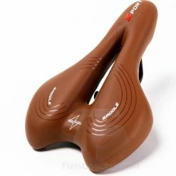 Uitgang ? Voltano Sport Trekking Fietszadel - Comfortabel Gel Zadel - Met Uitsparing - Inclusief Zadelstrop - 100% Waterdicht - Unisex - Bruin ?