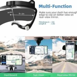 Promo ? Merkloos Multifunctionele Autohouder Voor Dashboard, Met Verstelbare Veerclip, 360 Graden Draaibaar, Draagbaar, Voor Auto En Smartphones Van 4 Tot 7 Inch (zwart) ? -Kastoes winkel 550x519 5