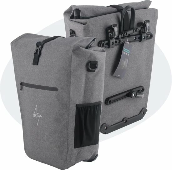 Promo ? Voltano Luxe E-bike Fietstas 28L Grijs Pakaftas Met Laptop Vak 100% Waterdicht - Met Gratis Schouderband ? 1 Promo ? Voltano Luxe E-bike Fietstas 28L Grijs Pakaftas Met Laptop Vak 100% Waterdicht - Met Gratis Schouderband ?