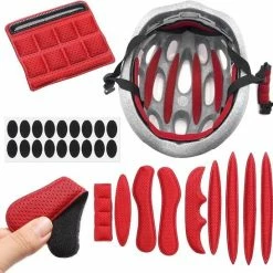 Goedkoopste ? Merkloos Foam Pads Setje - Rood - Fietshelm Inleg Bescherming - Klittenband + Lijm - Inner Padding Voor Helm - 27-delige Set ?