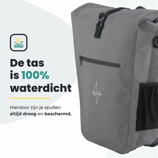Promo ? Voltano Luxe E-bike Fietstas 28L Grijs Pakaftas Met Laptop Vak 100% Waterdicht - Met Gratis Schouderband ? 5 Promo ? Voltano Luxe E-bike Fietstas 28L Grijs Pakaftas Met Laptop Vak 100% Waterdicht - Met Gratis Schouderband ? - Afbeelding 5
