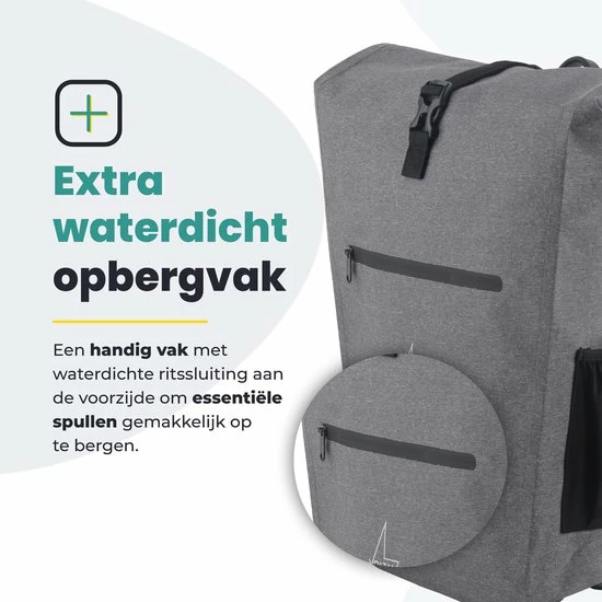 Promo ? Voltano Luxe E-bike Fietstas 28L Grijs Pakaftas Met Laptop Vak 100% Waterdicht - Met Gratis Schouderband ? 7 Promo ? Voltano Luxe E-bike Fietstas 28L Grijs Pakaftas Met Laptop Vak 100% Waterdicht - Met Gratis Schouderband ? - Afbeelding 7