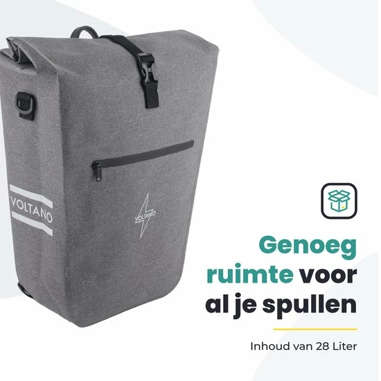 Promo ? Voltano Luxe E-bike Fietstas 28L Grijs Pakaftas Met Laptop Vak 100% Waterdicht - Met Gratis Schouderband ? 9 Promo ? Voltano Luxe E-bike Fietstas 28L Grijs Pakaftas Met Laptop Vak 100% Waterdicht - Met Gratis Schouderband ? - Afbeelding 9