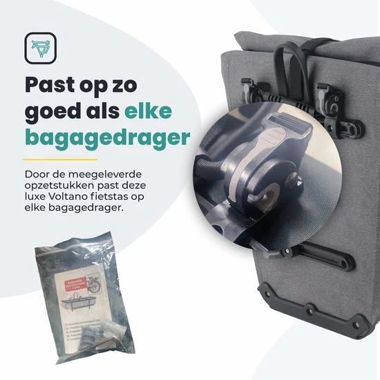 Promo ? Voltano Luxe E-bike Fietstas 28L Grijs Pakaftas Met Laptop Vak 100% Waterdicht - Met Gratis Schouderband ? 11 Promo ? Voltano Luxe E-bike Fietstas 28L Grijs Pakaftas Met Laptop Vak 100% Waterdicht - Met Gratis Schouderband ? - Afbeelding 11