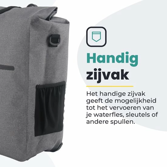 Promo ? Voltano Luxe E-bike Fietstas 28L Grijs Pakaftas Met Laptop Vak 100% Waterdicht - Met Gratis Schouderband ? 12 Promo ? Voltano Luxe E-bike Fietstas 28L Grijs Pakaftas Met Laptop Vak 100% Waterdicht - Met Gratis Schouderband ? - Afbeelding 12