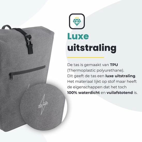 Promo ? Voltano Luxe E-bike Fietstas 28L Grijs Pakaftas Met Laptop Vak 100% Waterdicht - Met Gratis Schouderband ? 14 Promo ? Voltano Luxe E-bike Fietstas 28L Grijs Pakaftas Met Laptop Vak 100% Waterdicht - Met Gratis Schouderband ? - Afbeelding 14
