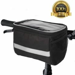 Gloednieuw ? Opline Stuurtas Fiets - Afneembare Fietstas Stuur Met Smartphone Houder - Met Isolatie - Telefoon Fiets Tas - Waterproof - Zwart ?