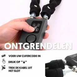 Uitgang ? PIXMY Video & Photo PIXMY - 2-in-1 Fietsslot 80cm Met Alarm - Fietsslot Ketting Cijferslot Kettingslot - Fietsalarm 110db - Scooteralarm Scooterslot ? -Kastoes winkel 550x550 503