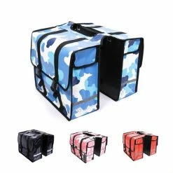 Nieuw ? Ekostar Dubbele Fietstas - NIEUW - Waterdicht - 46 Liter - Reflectoren Camouflage Blauw OOK Voor Elektrische Fietsen ?