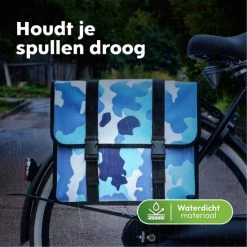 Nieuw ? Ekostar Dubbele Fietstas - NIEUW - Waterdicht - 46 Liter - Reflectoren Camouflage Blauw OOK Voor Elektrische Fietsen ? -Kastoes winkel 550x550 549