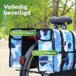 Nieuw ? Ekostar Dubbele Fietstas - NIEUW - Waterdicht - 46 Liter - Reflectoren Camouflage Blauw OOK Voor Elektrische Fietsen ? -Kastoes winkel 550x550 552