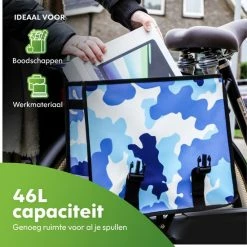 Nieuw ? Ekostar Dubbele Fietstas - NIEUW - Waterdicht - 46 Liter - Reflectoren Camouflage Blauw OOK Voor Elektrische Fietsen ? -Kastoes winkel 550x550 554