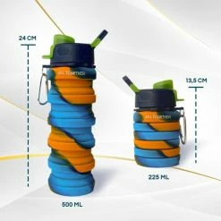 Beste Verkoop ? All Together Drinkfles - Opvouwbare Bidon - 500ml - Silicone - Oranje Blauw ? -Kastoes winkel 550x550 611