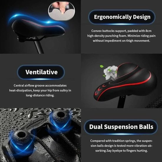 Gloednieuw ? FIEZIO Fietszadel Ergonomisch Dual Shock Memory Foam Rood Unisex Dames Heren - Extra Comfortabel - Fiets Zadel ? 3 Gloednieuw ? FIEZIO Fietszadel Ergonomisch Dual Shock Memory Foam Rood Unisex Dames Heren - Extra Comfortabel - Fiets Zadel ? - Afbeelding 3