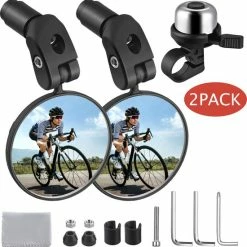 Groothandel ? Zacro 2 Pack Fietsspiegel Ebike- Fietsbel- Veiligheidsspiegel- 360 Verstelbare En Draaibare Fietsspiegel Universeel- Zwart ✔️