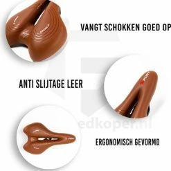 Uitgang ? Voltano Sport Trekking Fietszadel - Comfortabel Gel Zadel - Met Uitsparing - Inclusief Zadelstrop - 100% Waterdicht - Unisex - Bruin ? -Kastoes winkel 550x560 3