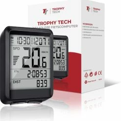 Coupon ? Trophy Tech Draadloze Fietscomputer - 17 Functies - NL Handleiding - Fietscomputer Draadloos Waterdicht - Extra Groot Scherm ?