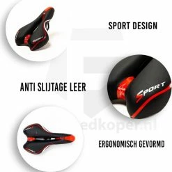 Begroting ? Voltano Sport Fietszadel Gel Trekking Zadel Met Uitsparing Unisex - Zwart / Rood - Incl. Gratis Zadelstrop ? -Kastoes winkel 550x571 5
