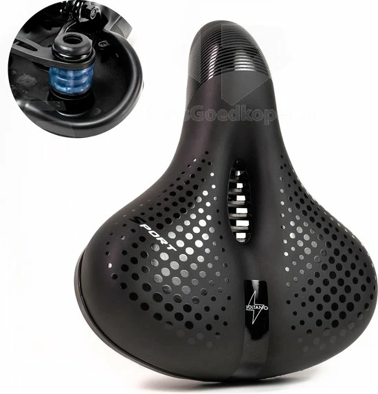 Coupon ? Voltano Pro Gel Fietszadel Met Uitsparing Zwart Unisex - Inclusief Zadelstrop - Ergonomisch Gevormd - Elastomeer Vering ? 1 Coupon ? Voltano Pro Gel Fietszadel Met Uitsparing Zwart Unisex - Inclusief Zadelstrop - Ergonomisch Gevormd - Elastomeer Vering ?