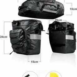 Coupon ? Fietstassen Dubbel 65L Waterdichte Tas Bagagedrager Fiets Rugzak Regenhoes UPGRADE Zwart - RHINOWALK - 3 In 1 Multifunctionele Fietstas ? -Kastoes winkel 550x709 1