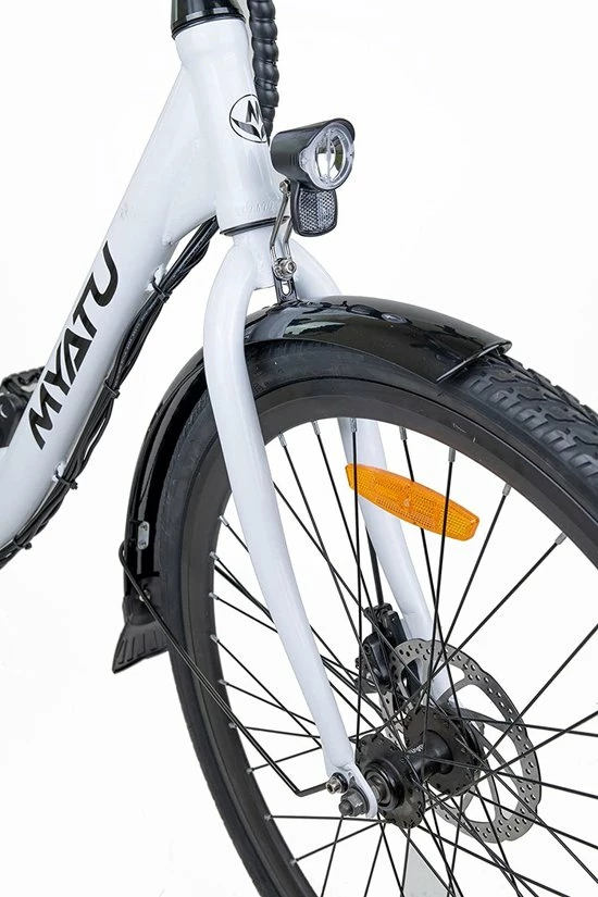 Uitgang ? Myatu E-bike 26 Inch City Pedelec Voor Dames En Heren, Elektrische Fiets Met 12,5Ah Accu, 6 Versnellingen Shimano, Derailleur Versnellingen, Achter Motor 250 W-Wit ? 2 Uitgang ? Myatu E-bike 26 Inch City Pedelec Voor Dames En Heren, Elektrische Fiets Met 12,5Ah Accu, 6 Versnellingen Shimano, Derailleur Versnellingen, Achter Motor 250 W-Wit ? - Afbeelding 2